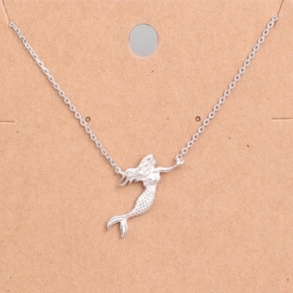 Posh Threadz Jewelry - Swimming Mermaid Necklace Silver